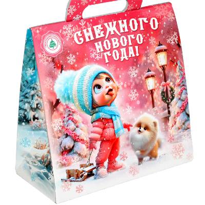 Детский подарок на Новый Год в картонной упаковке весом 400 грамм по в Юрьеве-Польском